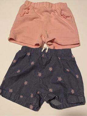 Pekkle Toddler Girl 4T Cotton Pull Up Shorts Set Pink Ruffle & Navy Floral